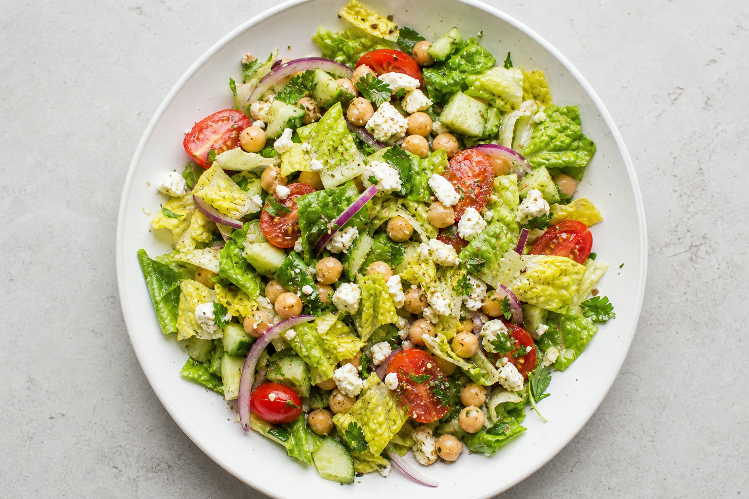 Mediterranean Chickpea Meal Prep Salad prepared as a workday lunch salad.